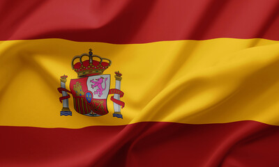 Closeup Waving Flag of Spain