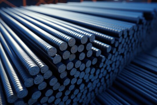 a close up of a stack of steel rods
