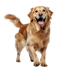 Golden retriever isolated on white background, transparent cutout