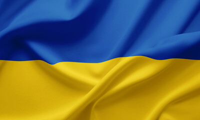 Closeup Waving Flag of Ukraine