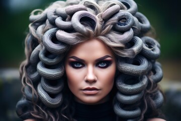 a woman with a snake head