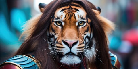 a tiger with long hair
