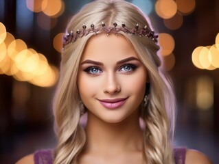 a woman with blonde hair and a tiara