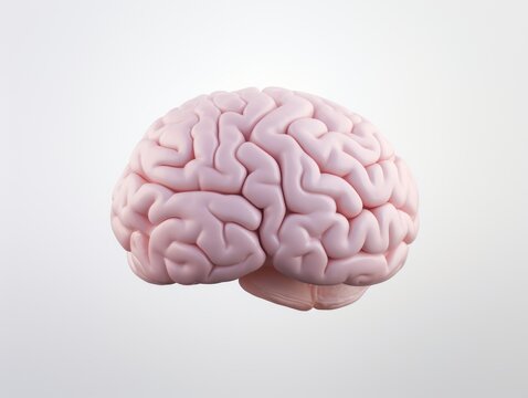 A Pink Brain With A White Background