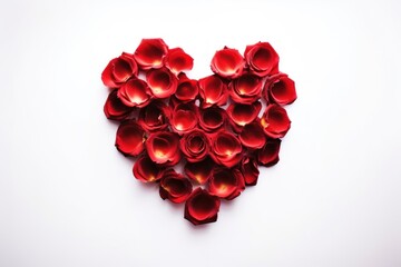 a heart made of red rose petals