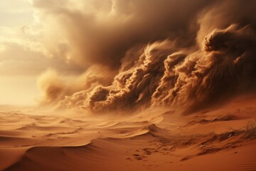 Majestic Plume of Smoke Rising Over the Desert Sands Captivating Generative AI