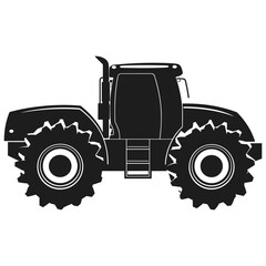 A tractor Vector black clipart isolated on a white background, A farm Tractor Silhouette 
