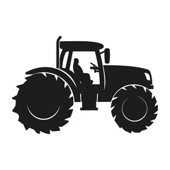 A tractor Vector black clipart isolated on a white background, A farm Tractor Silhouette 