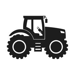 A tractor Vector black clipart isolated on a white background, A farm Tractor Silhouette 