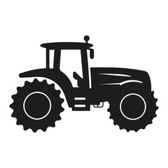 A tractor Vector black clipart isolated on a white background, A farm Tractor Silhouette 