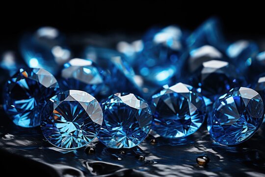 Blue Diamond Gems Catching the Light on a Tabletop Generative AI