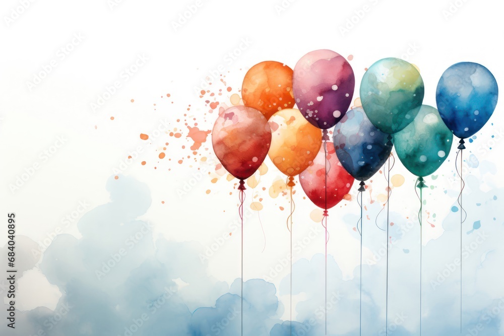 Poster balloons floating in the air creating a vibrant background generative ai