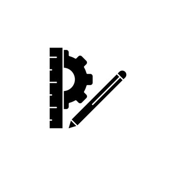 Ruler and pencil concept line icon. Simple element illustration. Ruler and pencil concept outline symbol design.