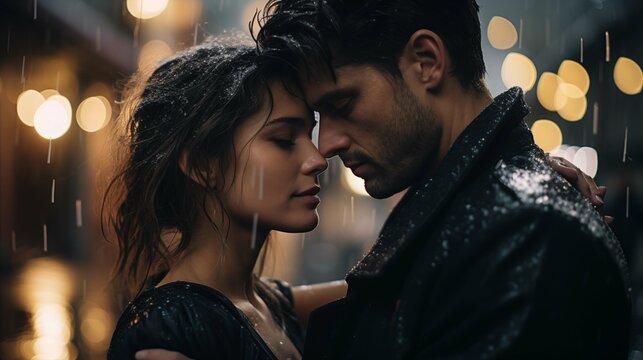 masculine man and a beautiful woman couple romantic