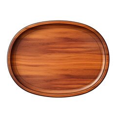 round wooden Serving tray or plate, Platter isolated on a transparent background for Home and Kitchen