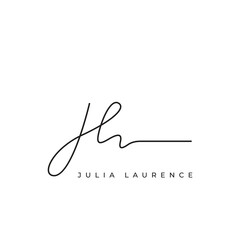 julia laurence signature letter handweiting logo design vector graphic