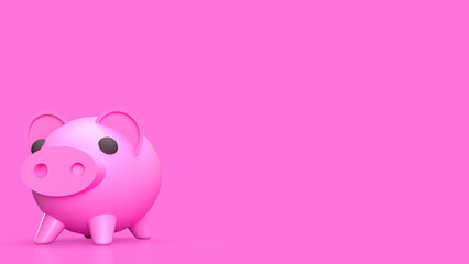 The pink piggy bank for earn or saving concept 3d rendering..
