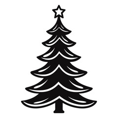 A Christmas Decorative tree silhouette outline vector