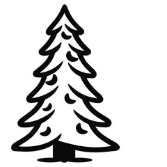 A Christmas Decorative tree silhouette outline vector