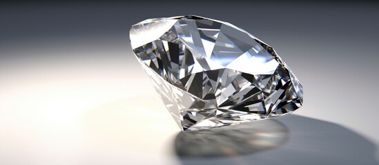 Shiny diamond on white background. 3d rendering. Computer digital drawing
