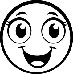 Cute emoji coloring page black and white