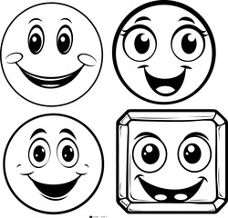 Cute emoji coloring page black and white