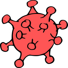 hand drawn illustration of the HIV virus in red