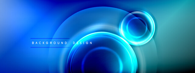Circles lines and bubbles on bright glowing effect gradient with light and shadow effects. Dynamic interplay of light, shadow and depth. Futuristic and rhythmic technology design