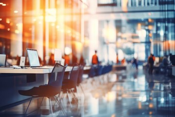 blurred interior of an office