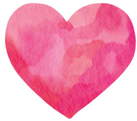 Watercolor Heart. Valentine Heart Hand Painting Style