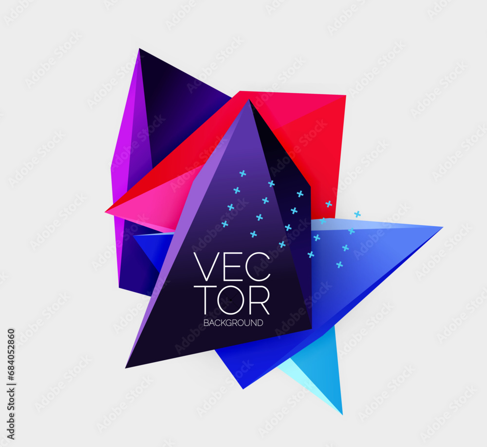 Aufkleber Vector 3d triangles geometric abstract background