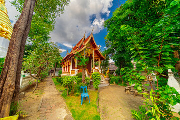 Beautiful Wat Buddhist temples in Chiangmai Chiang mai Thailand. Decorated in beautiful ornate...