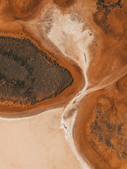 Aerial abstract of a Western Australia salt lake