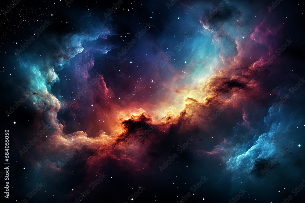 Wall mural abstract colorful nebula in space. cloud of nebula in space universe galaxy. supernova background wa