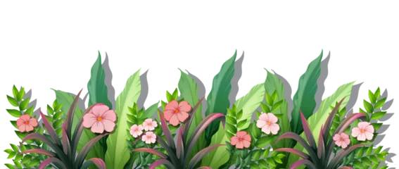 Fototapete Rund  various tropical plant icon on white background, Tropical plant icon,  foliage plant jungle bush floral arrangement concept, jungle plant icon, nature green icon. © PNG Love