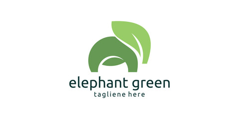 combination logo of elephant with leaves, nature logo.