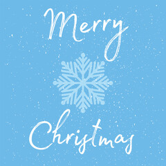 Merry Christmas and Happy New Year greeting card on a blue background. Minimalist style.