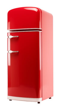 Red retro refrigerator isolated transparent png