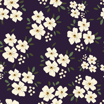 abstract a solid batik flowers arrangement with medium color, all over vector textile and carpet design with black background © ZUHRI