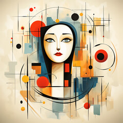 Abstract Female Portrait Art on Canvas