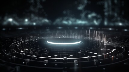 abstract wireframe spot surface: modern science and technology background with circle shapes