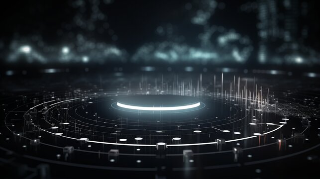 abstract wireframe spot surface: modern science and technology background with circle shapes