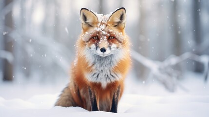 enchanting winter scene: majestic fox in the snow - 8k hd wallpaper, captivating stock photographic image
