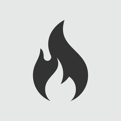 Tongue of flame. Simple black and white icon