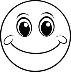 Cute emoji vector image, coloring page black and white