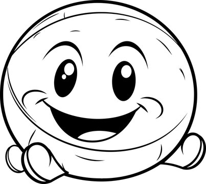 Cute emoji vector image, coloring page black and white