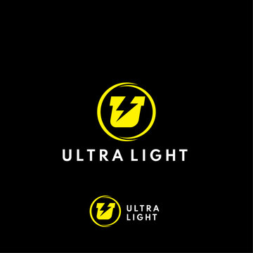 simple and modern Letter U with light icon logo design concept