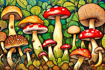 mushrooms on a white background