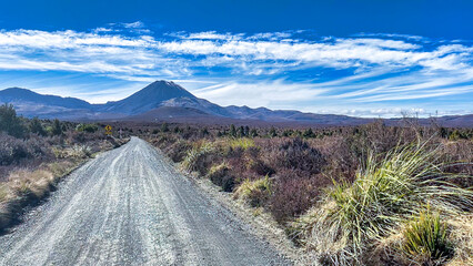 The volcanic terrain of the National Park in the western side of the Central plateau of New Zealand