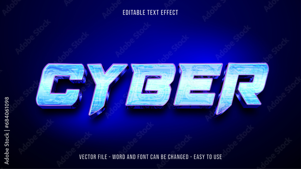 Poster editable cyber style text effect, futuristic text theme